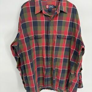 Ralph Lauren Men's Red and Green Plaid Shirt
